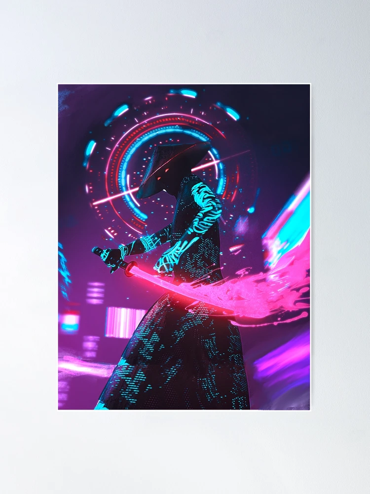 Neon Samurai Cyberpunk, HD wallpaper