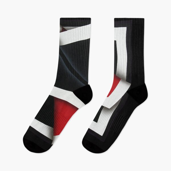 Item preview, folded black and white red shapes geometric painting Omar rayo op art lines stripes designed and sold by mariaa999.