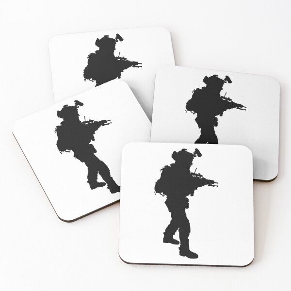 Item preview, Male soldier standing up and in full equipment and armament, fully automatic machine gun in hand such as the special forces, marines army and ksk, GRU, Sajeret. Isolated realistic silhouette designed and sold by Marcin Adrian.
