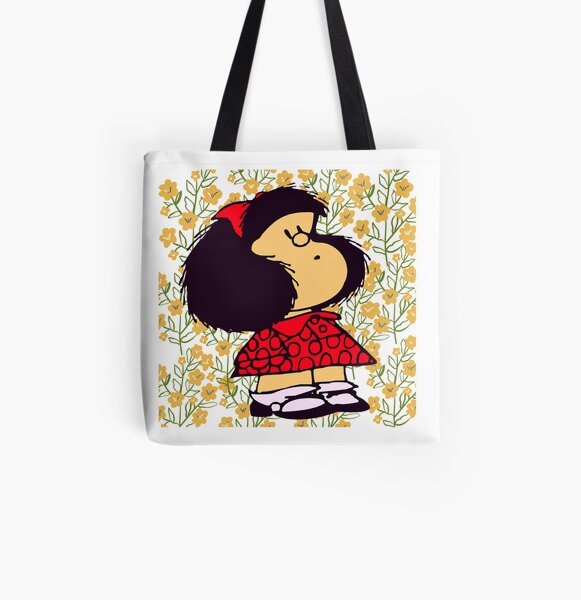 Mafalda and flowers Bolsa estampada de tela