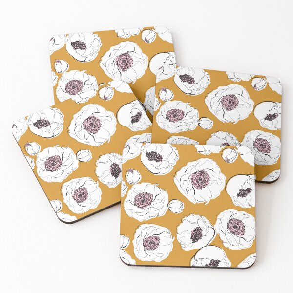Item preview, Mustard Sketched Florals  designed and sold by gabrielleneil.