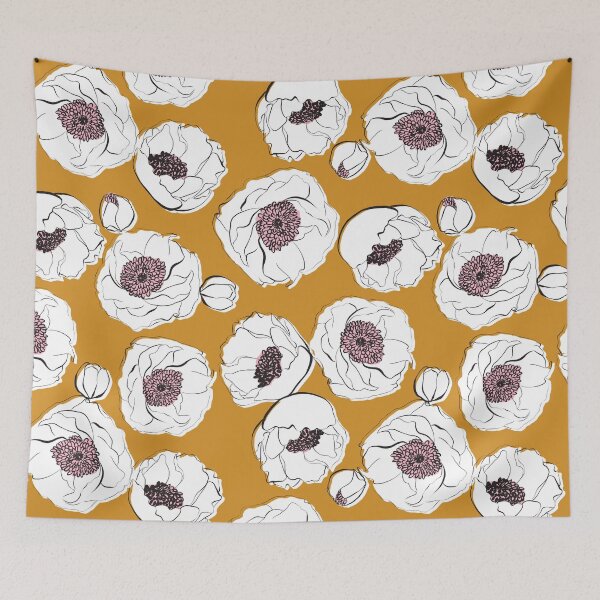 Item preview, Mustard Sketched Florals  designed and sold by gabrielleneil.