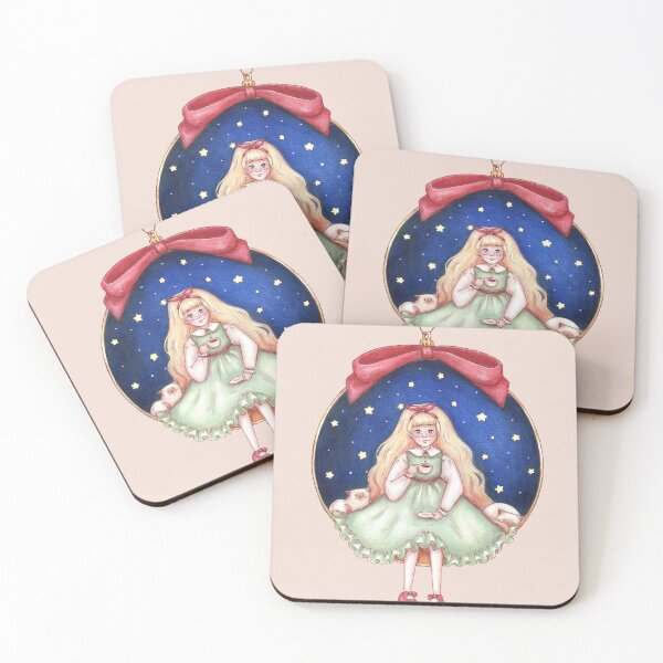 Item preview, Cute girl drinking tea with cats in a christmas ball designed and sold by Denise, Denisn't.