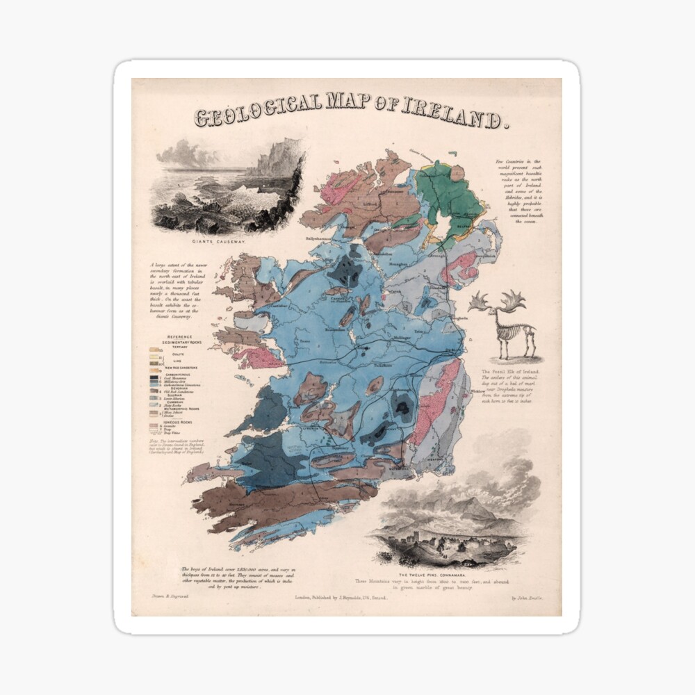 World Map Poster Ireland Ireland Vintage Map 1850" Poster By Kiee | Redbubble