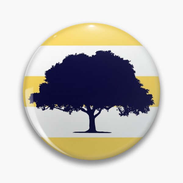 Item preview, Navy Blue Oak Tree On Mustard Yellow Stripes designed and sold by rewstudio.