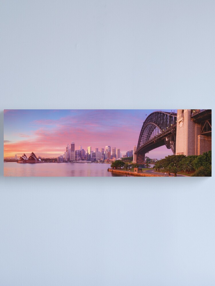 Canvas Print, Sydney Harbour Bridge Dawn, New South Wales, Australia designed and sold by Michael Boniwell
