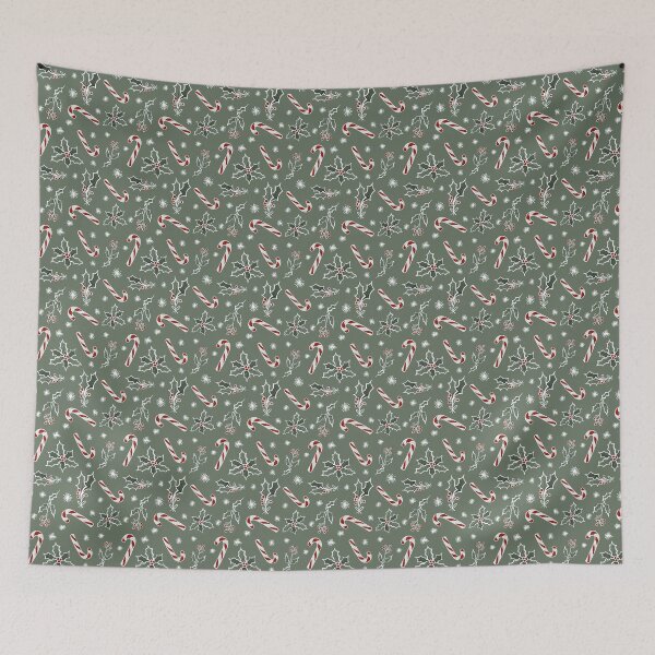 Item preview, Boughs Of Holly and Candy Canes Festive Pattern Digital Illustration designed and sold by AlmightyClaire.