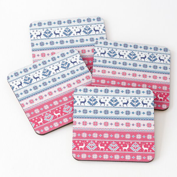 Item preview, Christmas jacquard pattern red and white with snowflakes and reindeer designed and sold by mashmosh.