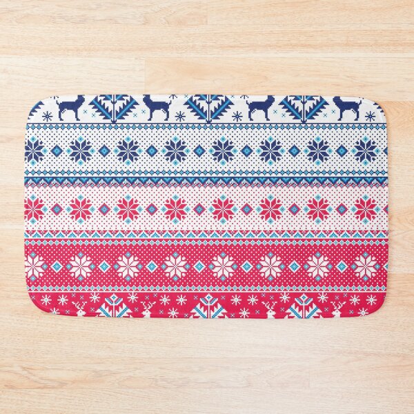 Item preview, Christmas jacquard pattern red and white with snowflakes and reindeer designed and sold by mashmosh.