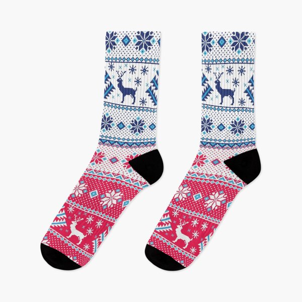 Item preview, Christmas jacquard pattern red and white with snowflakes and reindeer designed and sold by mashmosh.