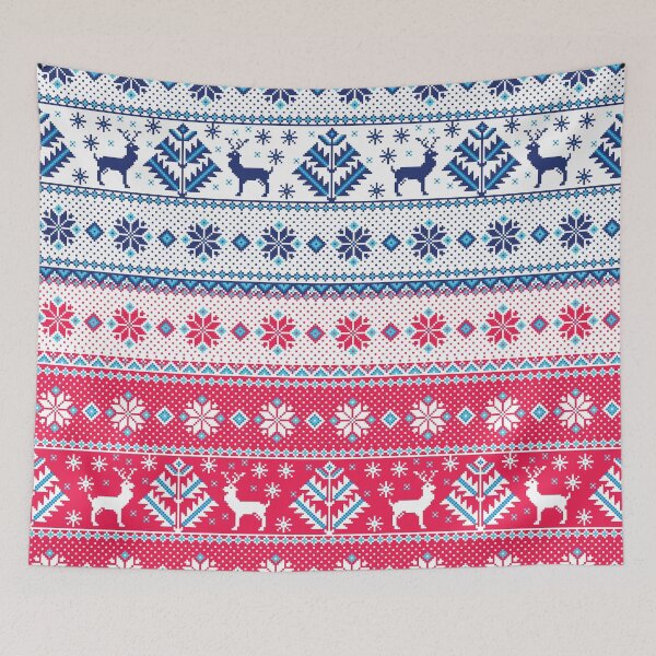 Item preview, Christmas jacquard pattern red and white with snowflakes and reindeer designed and sold by mashmosh.