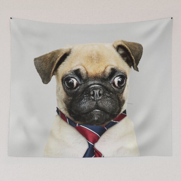Item preview, Cute Pug Red & Blue Tie designed and sold by Borislav Shekerdzhiyski.