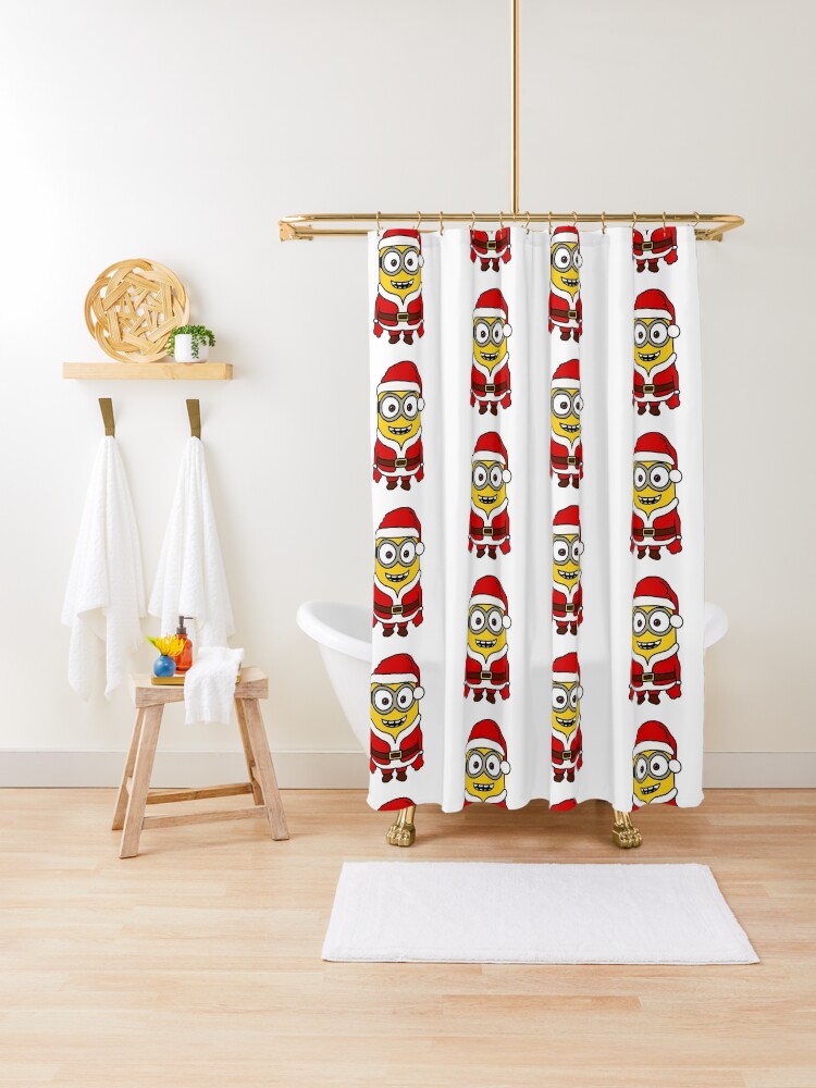 Thumbnail 1 of 5, Shower Curtain, Santa Minion designed and sold by nataliewilsom.