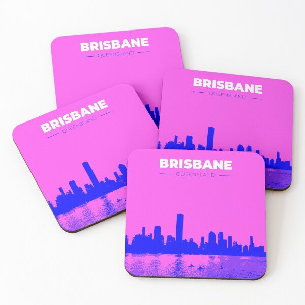 Item preview, Skyline, cityscape poster of Brisbane (pink) designed and sold by CMYKStudio.