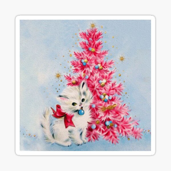 Aperçu de l'œuvre Noël rétro, chaton de Noël vintage créée et vendue par DigitalEffects.