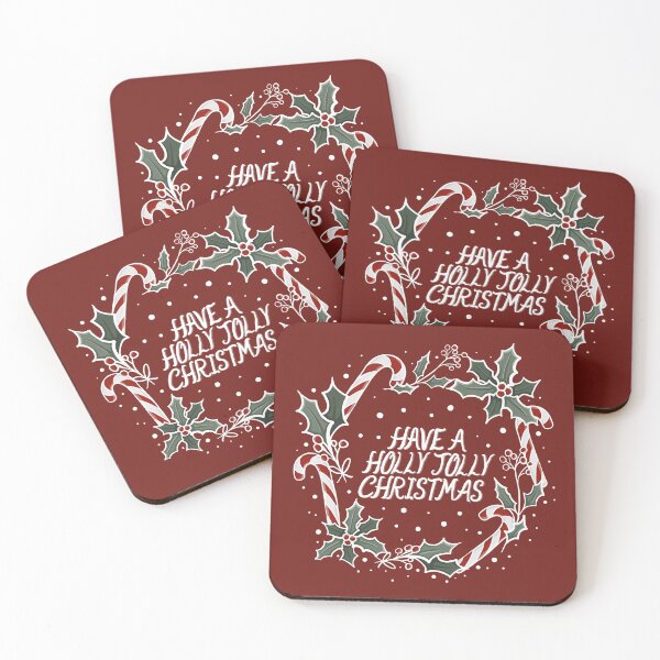 Item preview, Have a Holly Jolly Christmas Candy Cane and Holly Wreath Lettering Digital Illustration designed and sold by AlmightyClaire.