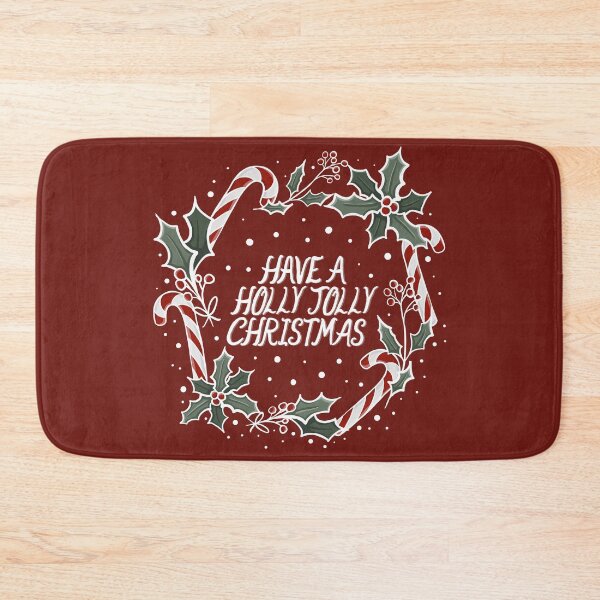 Item preview, Have a Holly Jolly Christmas Candy Cane and Holly Wreath Lettering Digital Illustration designed and sold by AlmightyClaire.