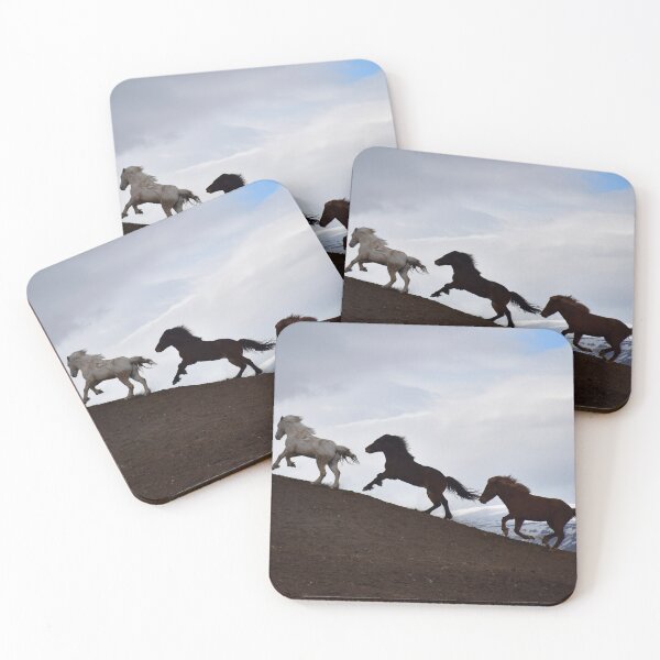 Item preview, Icelandic horses chasing each other designed and sold by elisainiceland.
