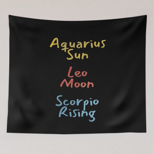 Artikelvorschau, Wassermann Sonne Löwe Mond Skorpion Aufgang Text entworfen und verkauft von leomooncreates.