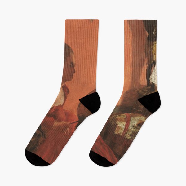 Item preview, Edgar Degas and Madam Camus vintage portrait painting in deep brown and orange designed and sold by katakania.