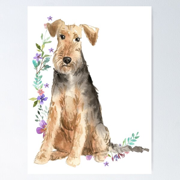 Artikelvorschau, Welsh Terrier Aquarell - Blumen und Hund entworfen und verkauft von tagadog.