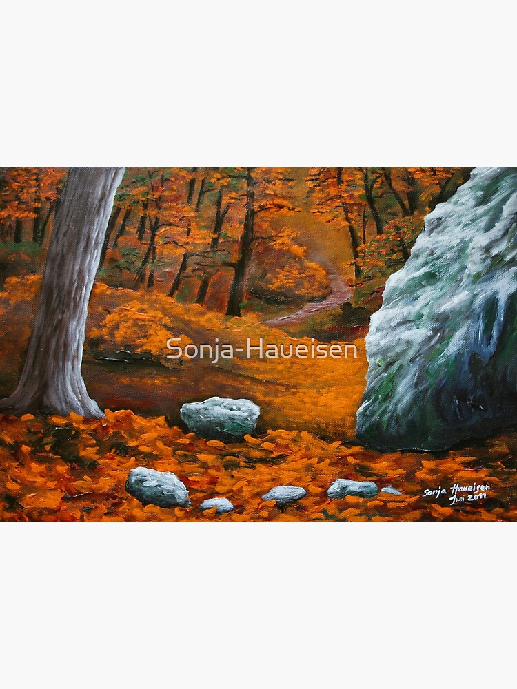 Thumbnail 3 von 3, Fotodruck, Gemälde Mystischer Herbstwald in orange und braunen Farben. designt und verkauft von Sonja-Haueisen.