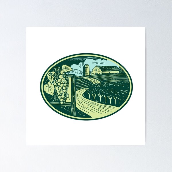 Item preview, Grapes Vineyard Winery Oval Woodcut designed and sold by patrimonio.