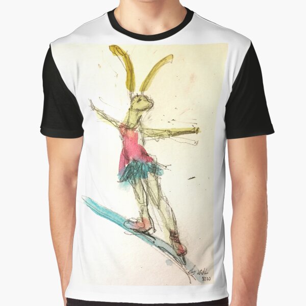Skating Bunny Pink Spread Eagle Graphic T-Shirt
