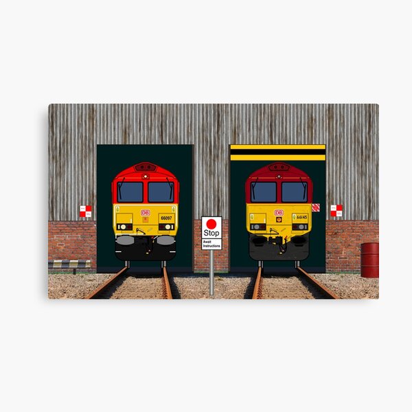 Freight Train Railway Print, Large Canvas Of Class 66 Locomotive Art 