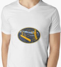 Wood Plane Forest Oval Woodcut Men's V-Neck T-Shirt