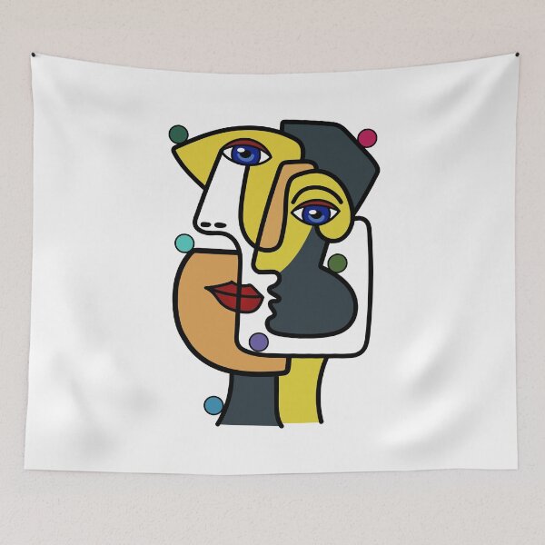 Item preview, Cubism geometric bizarre woman portrait art designed and sold by AznavourByKarin.