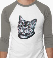 Psychedelic Cat (3D vintage effect) Baseball ¾ Sleeve T-Shirt