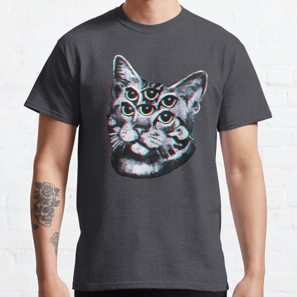 Psychedelic Cat (3D vintage effect) Classic T-Shirt