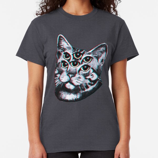 Psychedelic Cat (3D vintage effect) Classic T-Shirt