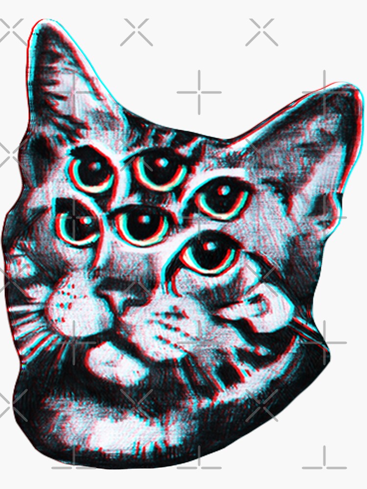 Psychedelic Cat (3D vintage effect) by Doge21