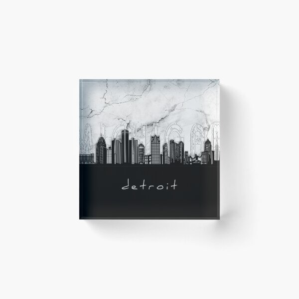 Item preview, detroit skyline marble designed and sold by BekimART2.