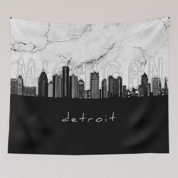 Item preview, detroit skyline marble designed and sold by BekimART2.