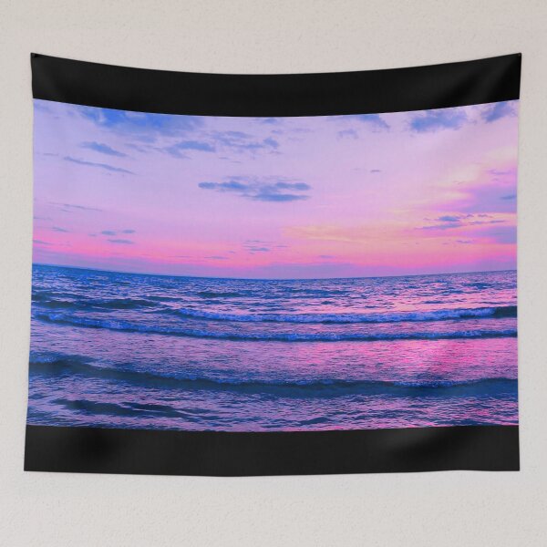 Item preview, Ocean Pink Blue Waves Sunset designed and sold by Schmohawk72.