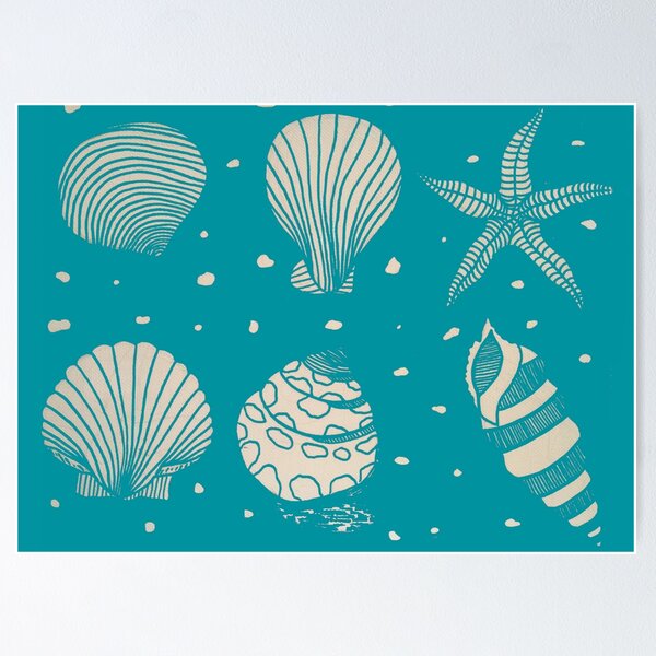 Item preview, Sea shell pattern turquoise designed and sold by saranagliccuris.
