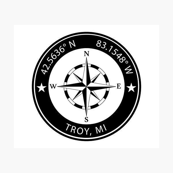 Item preview, Troy, Michigan Geographical Coordinates designed and sold by TeeOhGraphics.