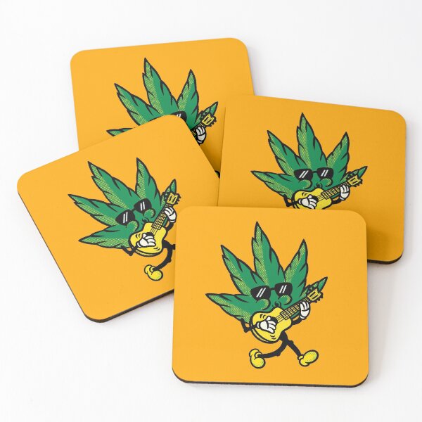 Item preview, Yellow Cartoon Weed Leaf Playing Guitar designed and sold by Mustard Prophet.