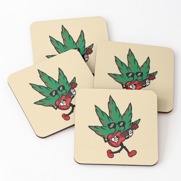 Item preview, Red Cartoon Weed Leaf Playing Guitar designed and sold by Mustard Prophet.