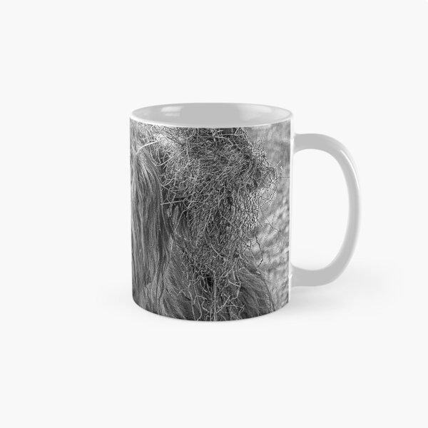 Item preview, Black and white Scottish Highland cow designed and sold by HaleyRedshaw.