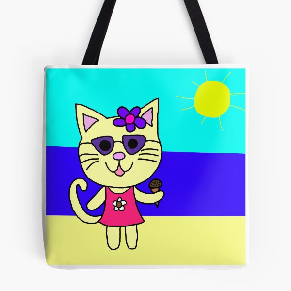 Item preview, Cat eating ice cream at the beach designed and sold by Teresa Hulbert.