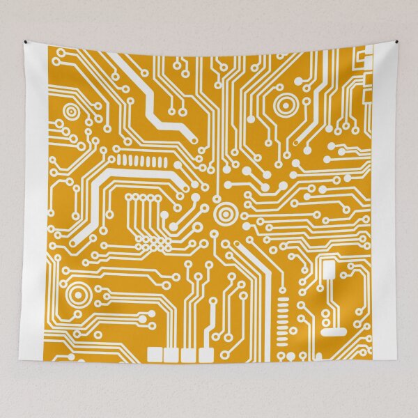 Item preview, Mustard yellow microchip hardware circuit design designed and sold by Giulia  Palazzo.