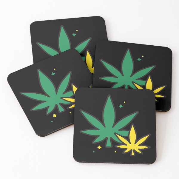 Item preview, Green And Yellow Cartoon Weed Leaves designed and sold by Mustard Prophet.