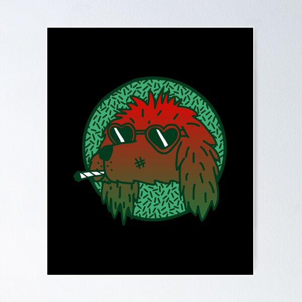 Item preview, 420 perro fumador rojo de dibujos animados designed and sold by Mustard Prophet.