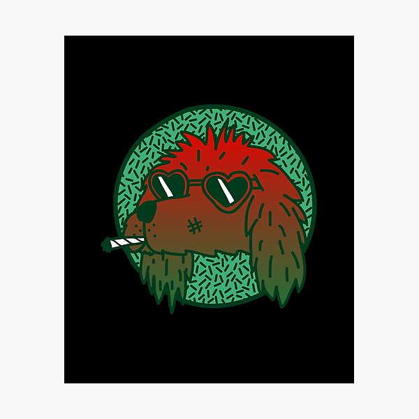 Item preview, 420 Red Cartoon Smoking Dog designed and sold by Mustard Prophet.
