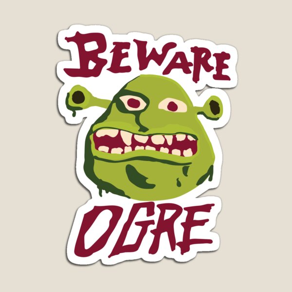 Vista previa del artículo con la obra «Cuidado con el signo de Shrek ogro», diseñado y vendido por SparkyDesign.