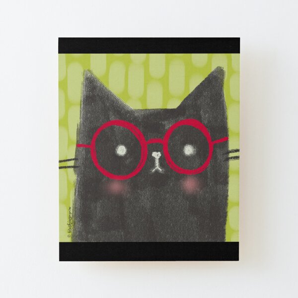 Nerdy The Cat Wood Mounted Print